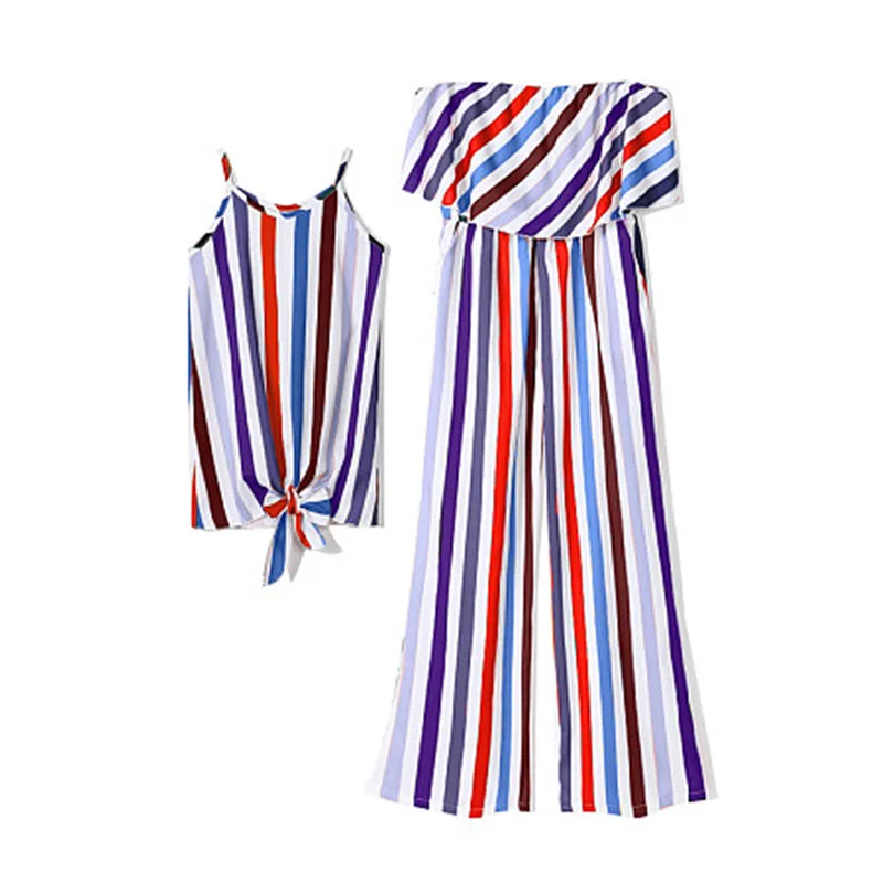 Платье для мамы и ребенка Летние одинаковые платья дочки одежда Детский сарафан