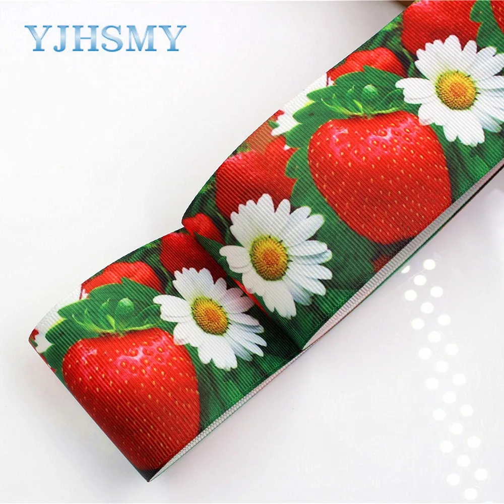 YJHSMY C-18317-74, 10 ярдов, 50 мм клубника печатных корсажные ленты, DIY ручной работы аксессуары для волос материал свадебный подарок обертывание