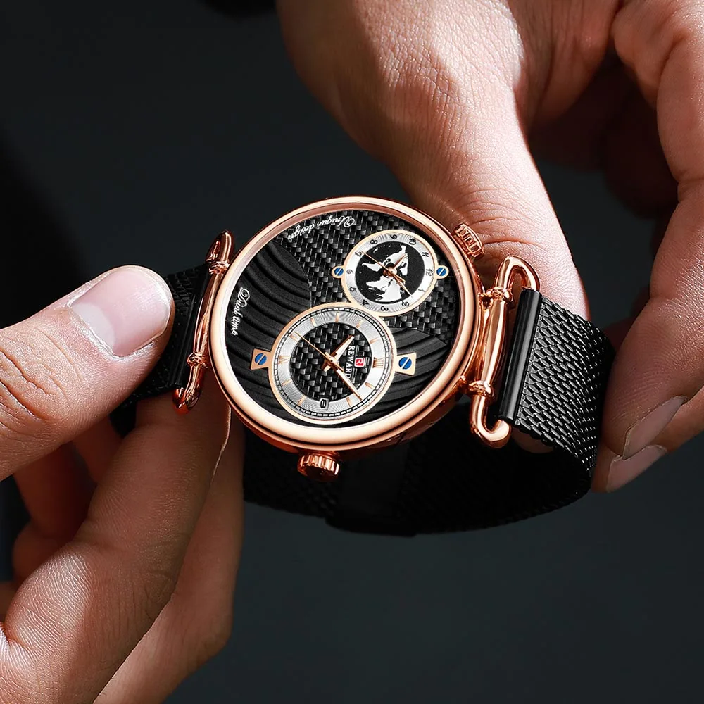 Wristwatch Mens Watches Top Luxury Rose Gold Clock Analog Business Worldwide Multiple Time Zone Men Gifts 2019 | Наручные часы