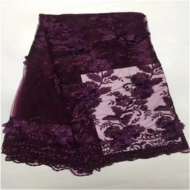 Высокое качество в нигерийском стиле 3d свадебные Кружево Ткань Белый последние