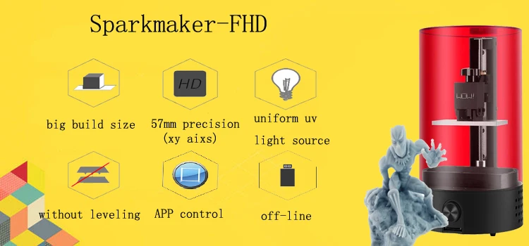 Sparkmaker смолы 3d принтер 405nm смолы Lcd мини настольный типы sla 3d принтер УФ 3d принтер