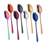 10pcs 3 in 1 fruit fork 1810 stainless steel cake forks gold dinner fork rainbow dessert fork for snack dinnerware set cutlery