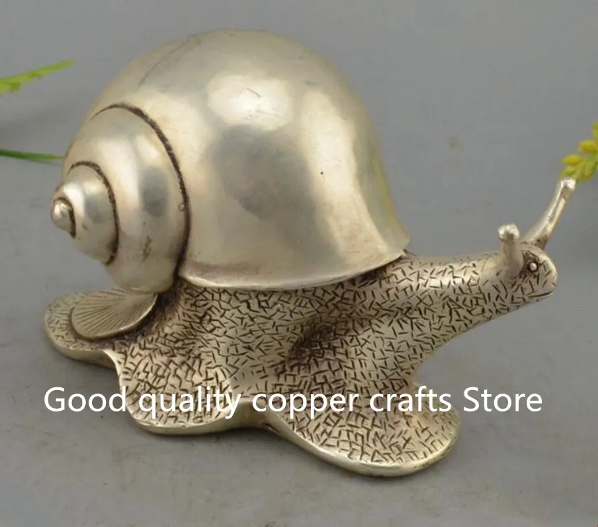 

China archaize white copper Snails Shell Turbo Helix Statue