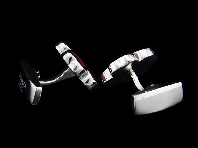 Спартанские запонки из нержавеющей стали + красное дерево четырехлистный клевер