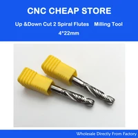 2pcs up down cut 4x22mm two flute aaa solid carbide cnc router endmill compression wood tungsten end milling cutter tool bit