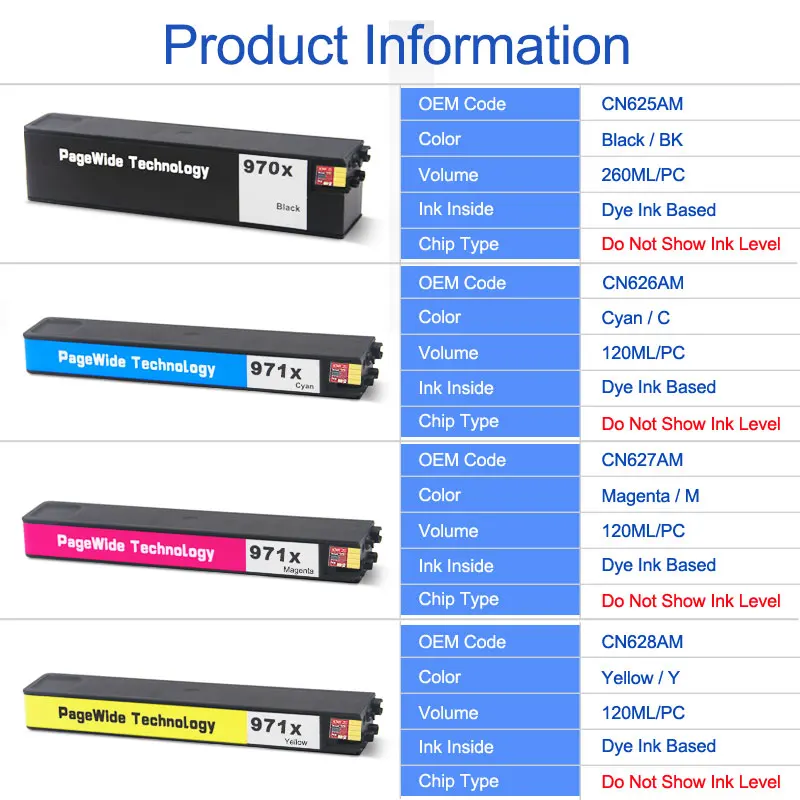 Ocinkjet для HP 970 971 970xl 971xl Восстановленный чернильный картридж Officejet Pro X451dn X451dw X551dw X476dn