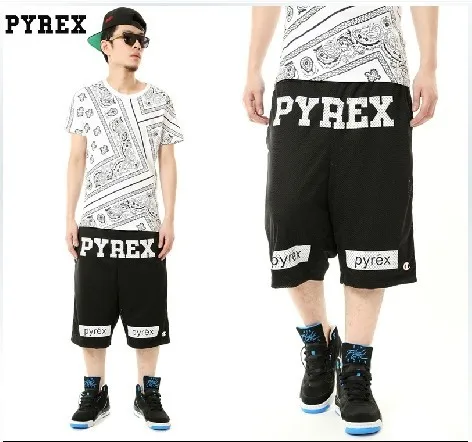 2015 New Mens short trousers Kanye pyrex 23 shorts hiphop Loose casual harem Sproting street Shorts Black Plus Size 3XL | Мужская одежда