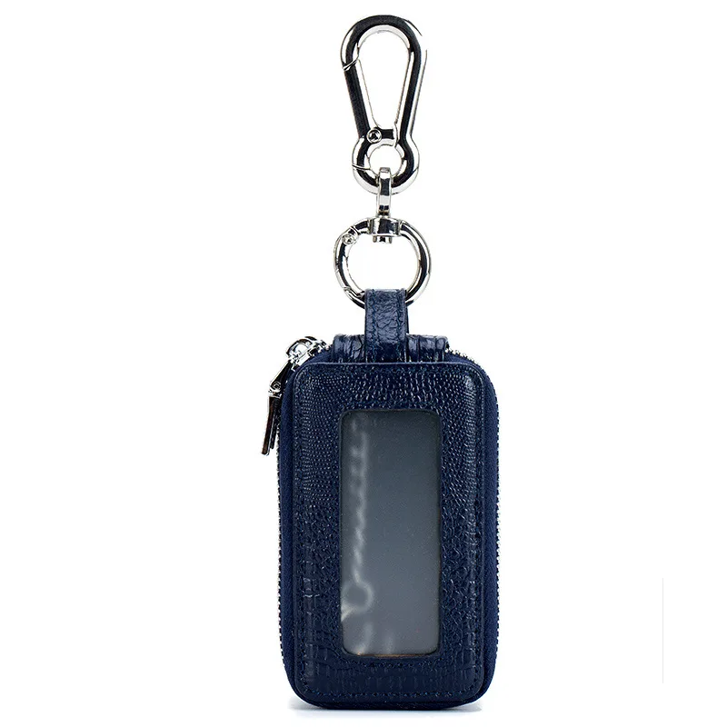 Double zipper blue 1 GUBINTU, новинка, натуральная кожа, держатель для ключей, кошелек для женщин и мужчин, двойная молния, рисунок аллигатора, Автомобильный ключ, сумка для ключей, ключница для двери - Цвет: Double zipper blue 1