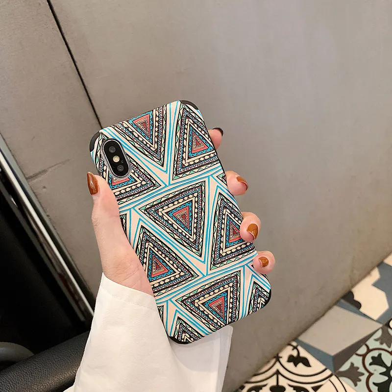 B Чехол для телефона для iPhone X Xs Max XR 6 6s 7 8 Plus, чехол в этническом национальном стиле, безопасный Чехол, вязаный тканевый чехол - Color: B