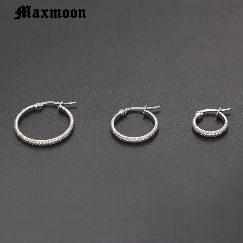 Женские винтажные серьги кольца Maxmoon простые круглые из нержавеющей стали с