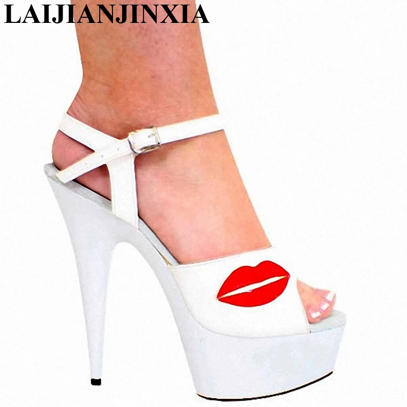 

LAIJIANJINXIA Romantic Women Dancing Shoes Nightclub Peep Toe 15cm High Heels Thick Platform Sandals Pole Dance Shoes