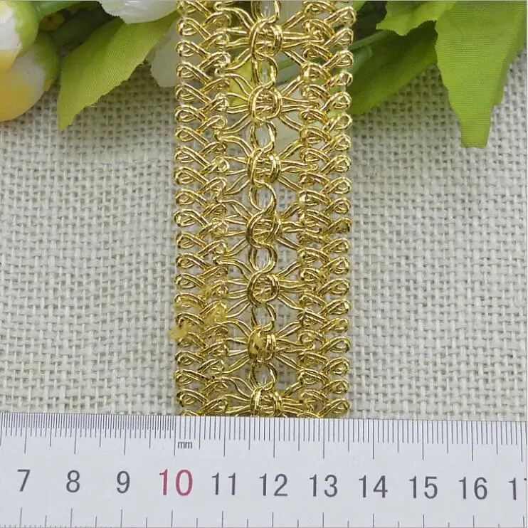 

New arrival 3.5cm 10meter/lot DIY gold /silver color lace trimming diy sewing material free shipping