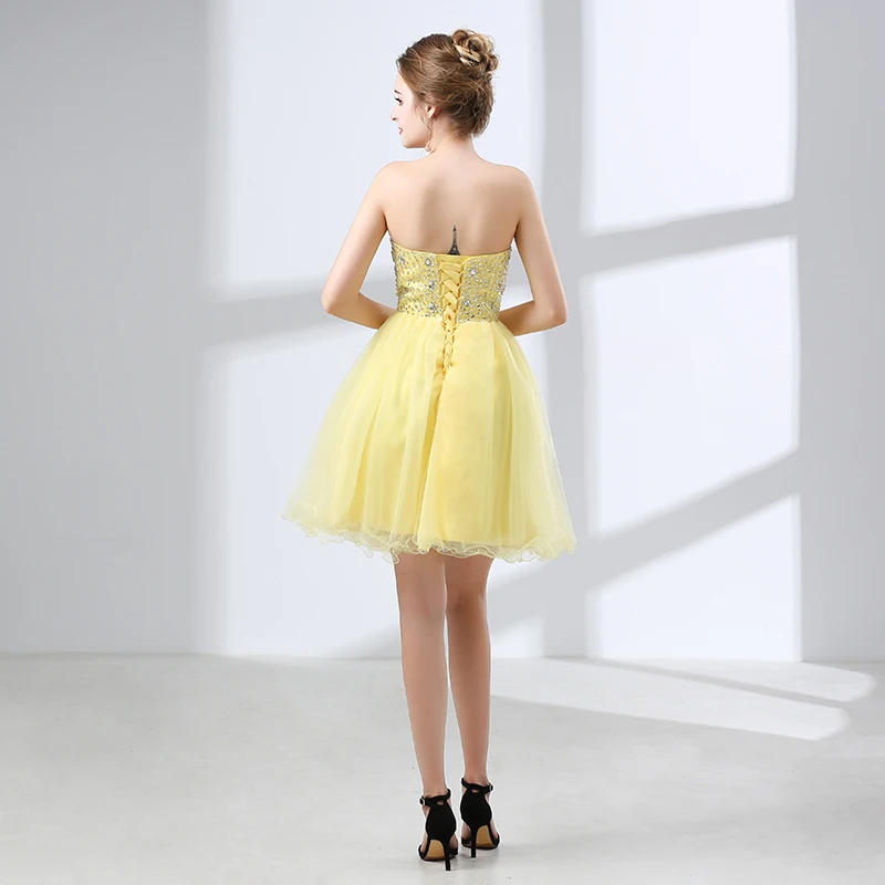 Forevergracedress/желтое короткое коктейльное платье трапециевидной формы фатиновое