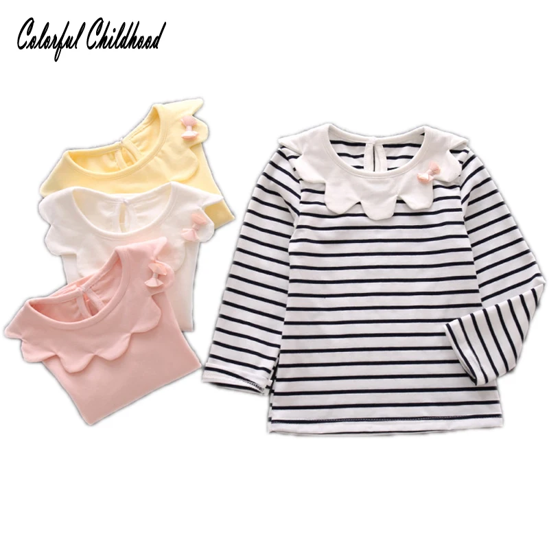 Яркая детская футболка для маленьких девочек на весну и осень топы блузка в белую