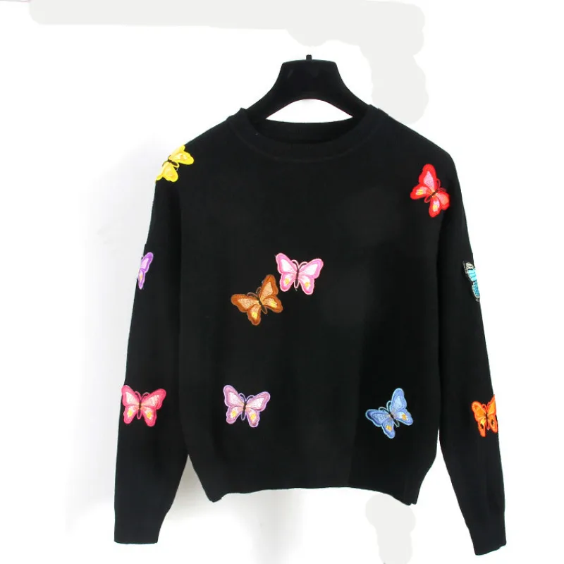 Женский вязаный свитер теплый пуловер с бабочками Осень-зима 2018 | Женская одежда