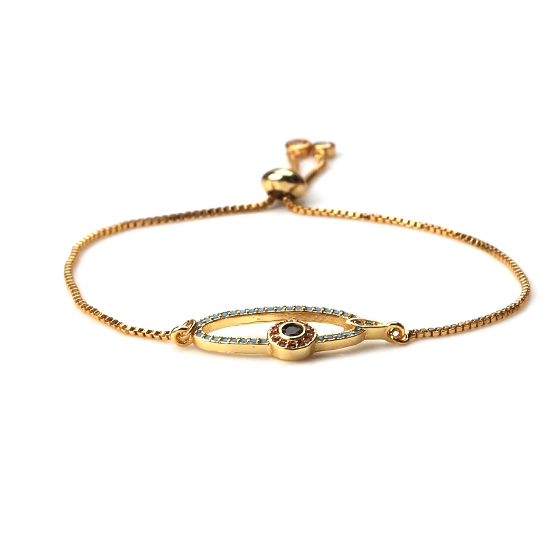 1 шт. модный браслет с кубическим цирконием и изображением сглаза цвета розового