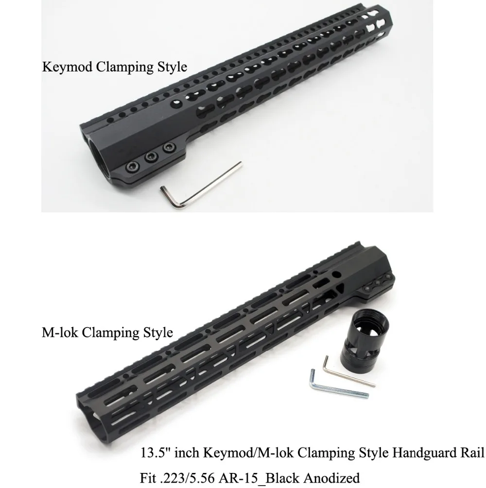 

TriRock 13.5'' inch Length Black Anodized Clamping Style Keymod / M-lok Handguard Rail Picatinny Mount System Fit .223/5.56