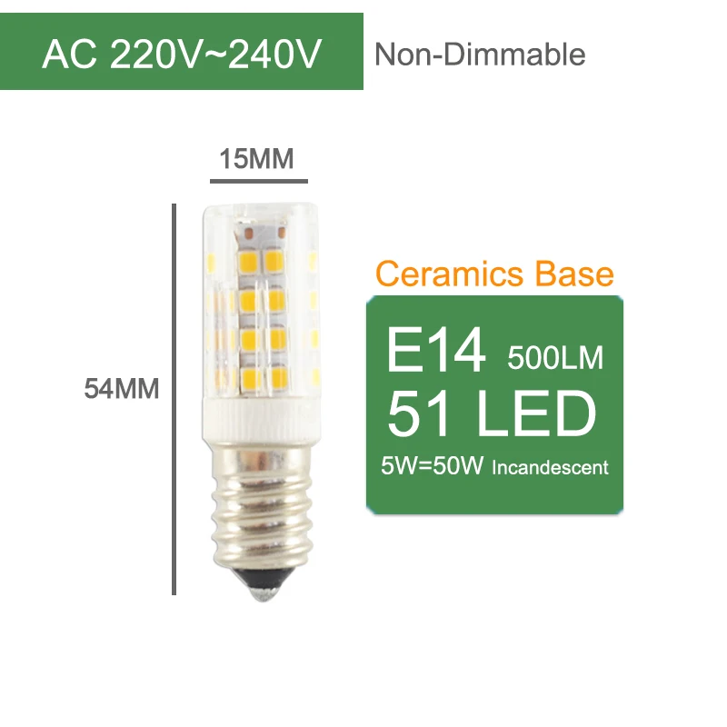 E14 51LED NoDimmable Kaguyahime с регулируемой яркостью мини керамики удара E14 Светодиодный лампа светильник 220V Светодиодный светильник E14 5W 6W 7W 9W лампы в форме свечи Точечный светильник Лампада ампулы Bombilla - Испускаемый цвет: E14 51LED NoDimmable