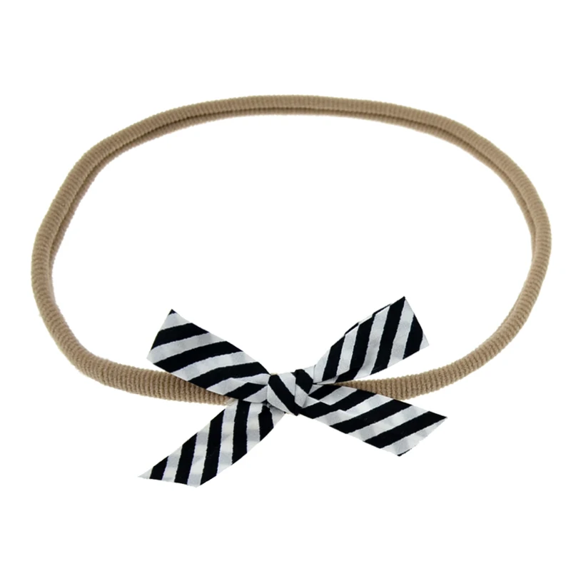 New Baby newborn girl Nylon bow headband elastic white dot grey stripe hairband hair accessories bebes bandeau photography pros | Детская