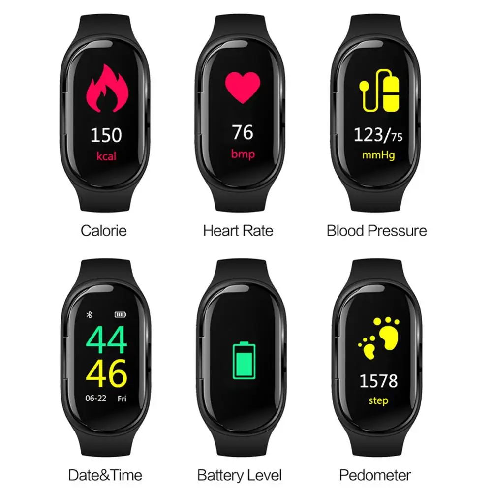 Умные часы 2 в 1 AI с Bluetooth-наушниками M1 пульсометр умный браслет длительным