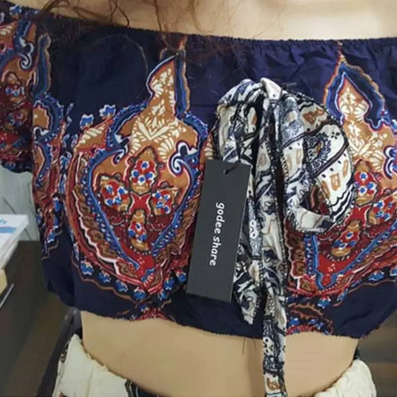 Женский комплект из 2 предметов топа и юбки с коротким рукавом принтом в