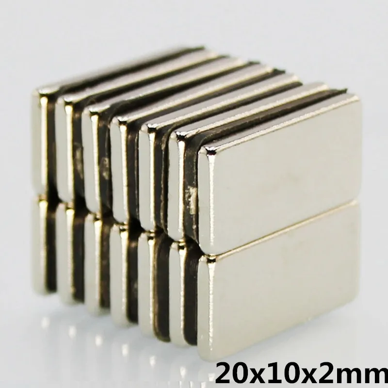 10 шт. 20x10x2 мм неодимовый магнит Блок N35 постоянный супер сильный Мощный маленький Магнитный Магнит квадратный
