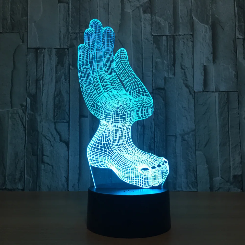 Светодиодсветодиодный 3d лампа руки и ноги ночсветильник с изменением 7 цветов