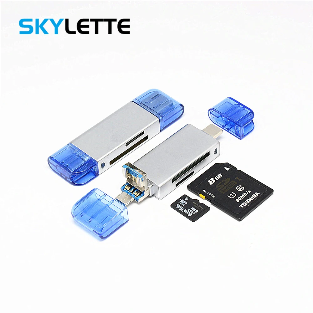 Кард ридер 5 в 1 из цинкового сплава Micro USB 2 0 SD TF OTG Мобильный телефон c карта памяти