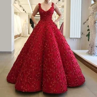 red vestido de noiva muslim wedding dresses ball gown v neck beaded crystals boho dubai arabic wedding gown bridal dress