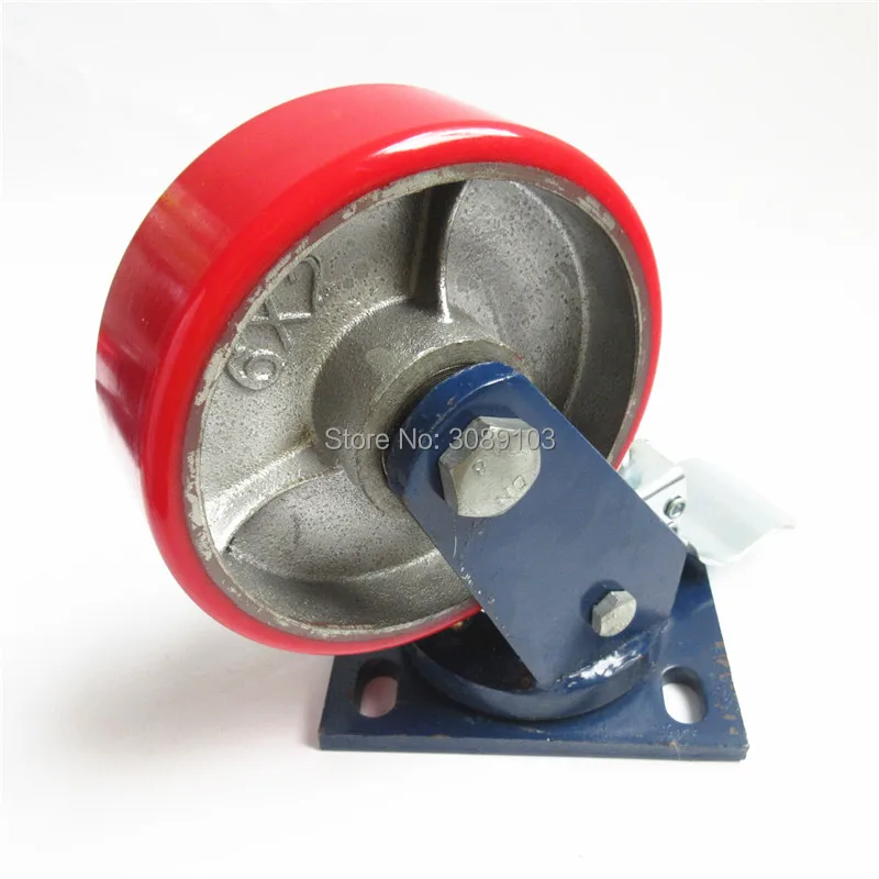 

4 pcs zhuomiao caster 6 inch super heavy duty brake caster with pu material series