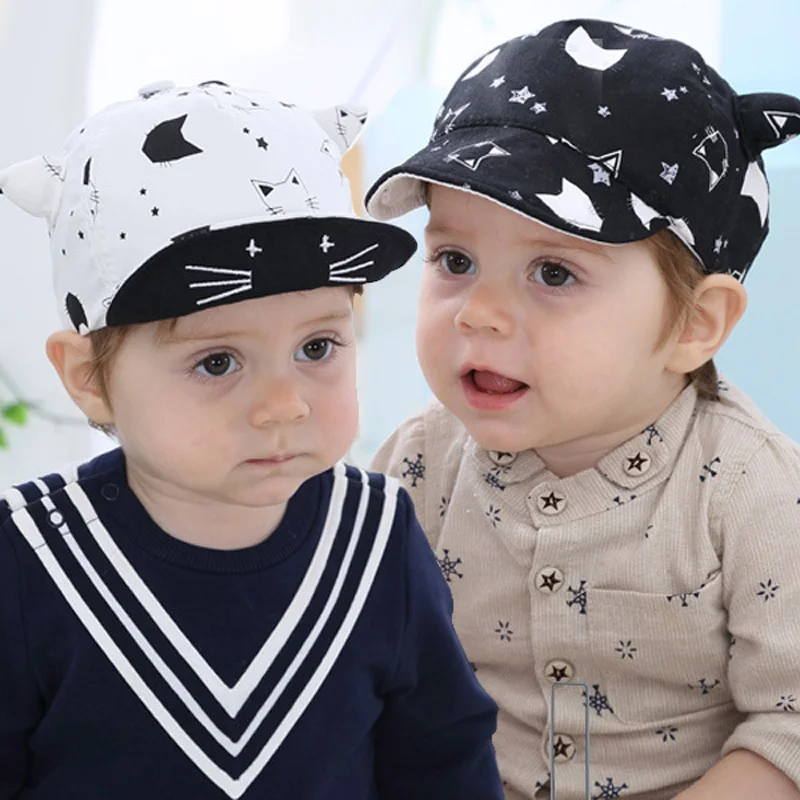 New Fashion Kid Baseball Cap Cotton Printed Infant Toddler Cartoon Ox Horn Hat Boy Girl Peaked Caps For 6-36 Months Baby | Аксессуары