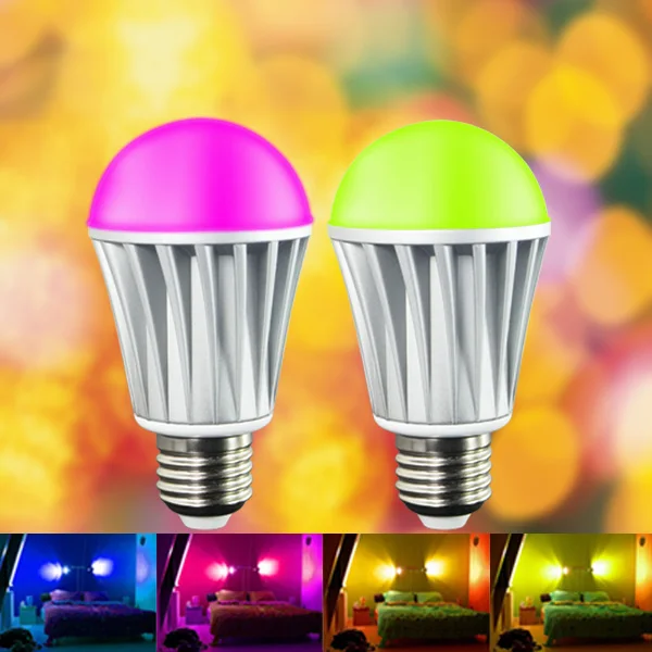 Bluetooth Светодиодная лампа E27 AC100 240V 7 5 W цветная сменная + теплый белый смартфон