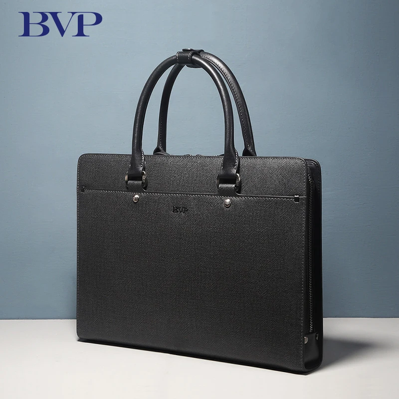 BVP известный бренд высокое качество мужской портативный портфель натуральная кожа сумка для ноутбука деловая черная натуральная кожа мужская сумка на молнии J40