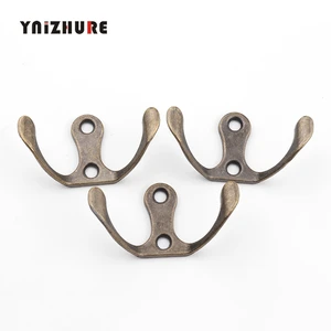 49*27 мм, 20 шт. укладка кристаллов стена дверь для ванной двойной зубец Вешалка-крючок для пальто, горшок Крючки-вешалки, Сумки из натуральной кожи Крючки для подвески мешков, античная бронза тон