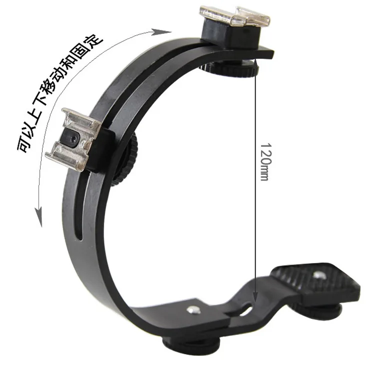 C образный двойной кронштейн для макросъемки DSLR видеокамеры|macro flash bracket|camera