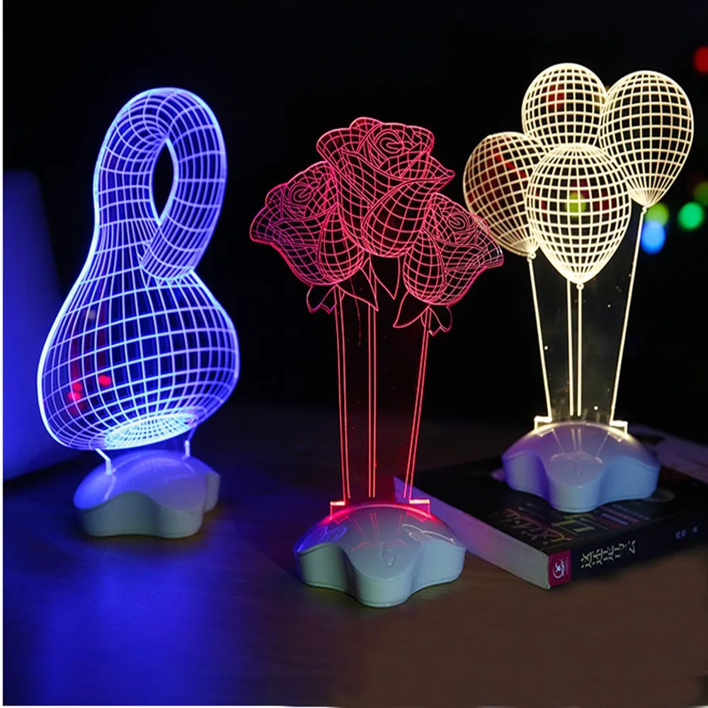 Red Rose Flower Night Light 3D Visual LED Creative Lava Table Lamp Novelty Lighting luz de noche bathroom light | Освещение