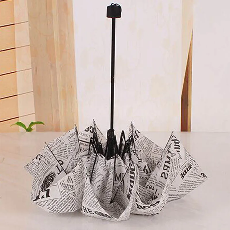 Оригинальность газета три складные стильные зонты дождя женщины/мужчины высокое
