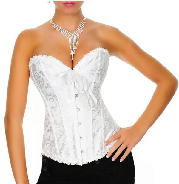 Sexy Corset Women Bone Black Lace Bustier Corset+G string Set Lingerie Free Shipping WL3015 | Женская одежда