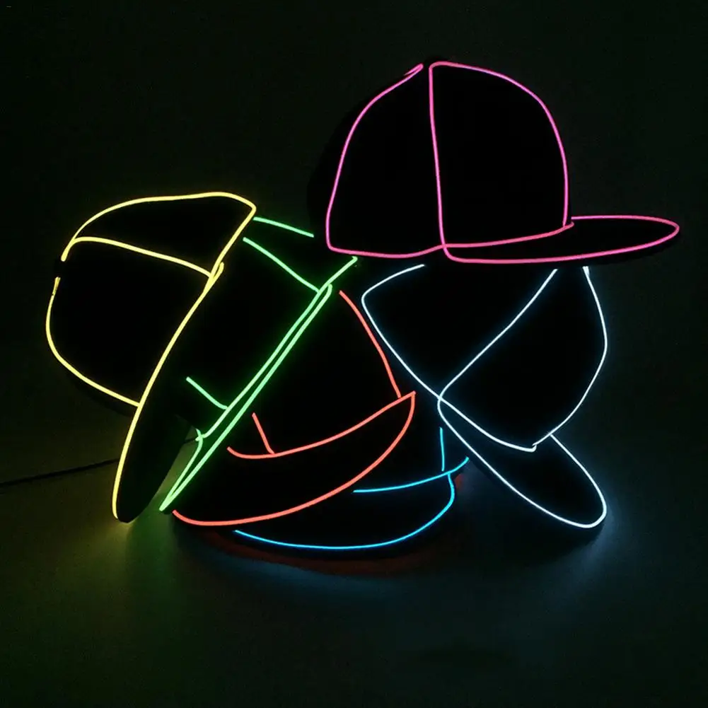 Прохладный Эль-провод Кепки неоновый светодиодный свет Шапки Glow костюм вечерние световой Кепки флуоресцентный DJ Бар танец Выступления карнавал Вечерние реквизит