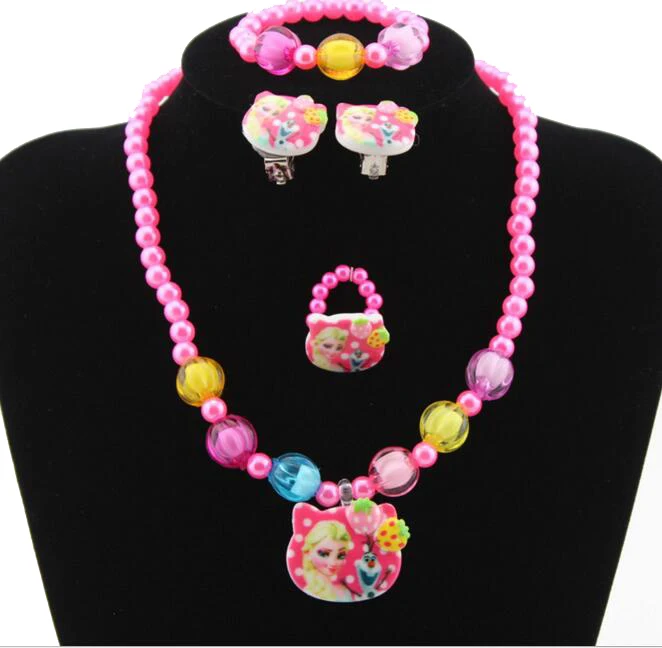 1 Набор = 4 шт. Детский комплект украшений с искусственным жемчугом|jewelry sets|kids jewelry