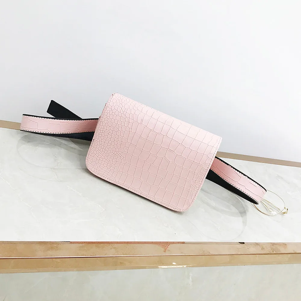 Pink Модная женская сумка из крокодиловой кожи, одноцветная, с пряжкой, на плечо, сумка на грудь, bolsos mujer verano#35 - Цвет: Pink