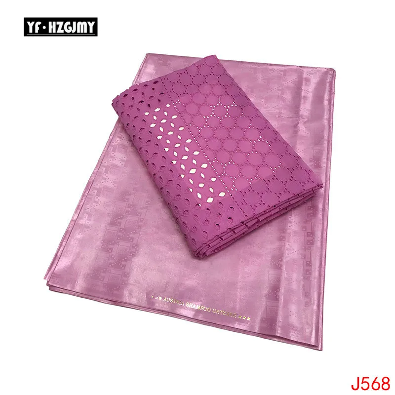 

YF HZGJMY Bazin Riche Getzner 2019 Pink High Quality Nigeria Bridal Cotton Fabric with African Guipure Dry Lace HA568