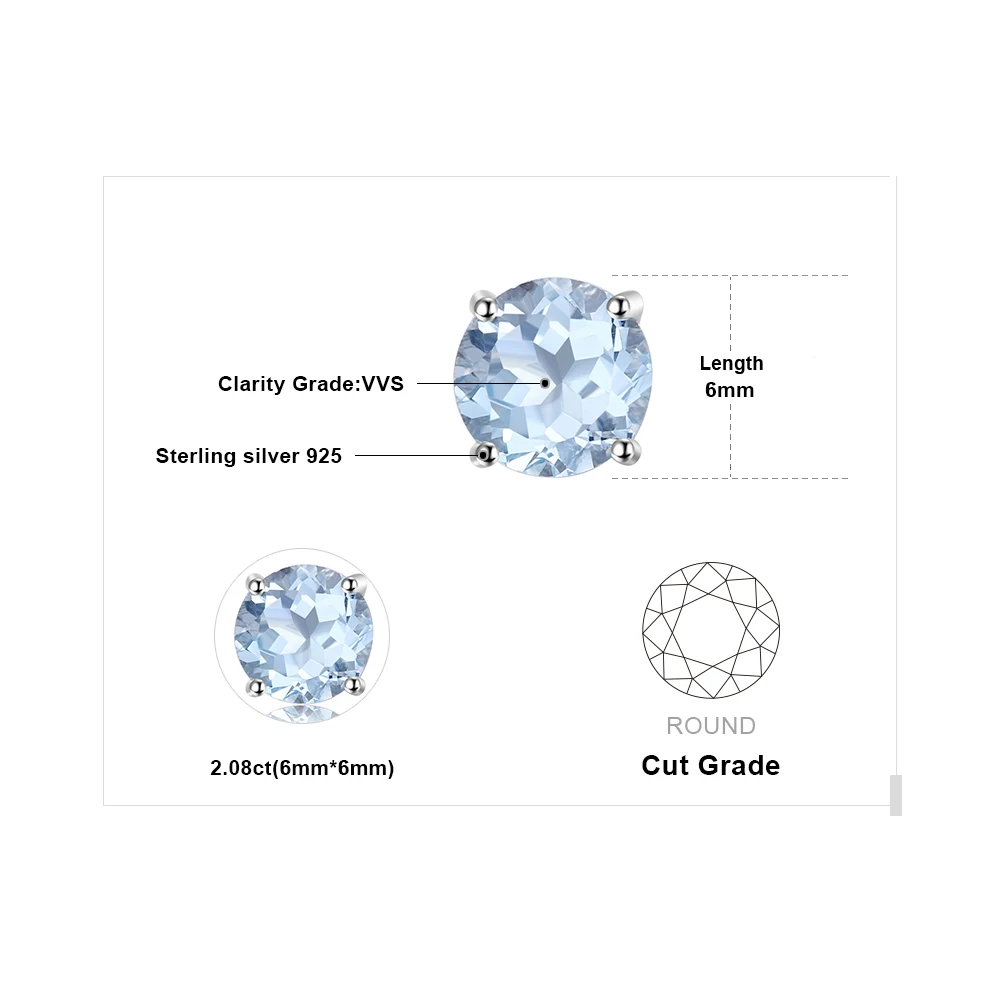 JewelryPalace 2ct камень голубой Topazs серьги стержня для Для женщин Чистая стерлингового