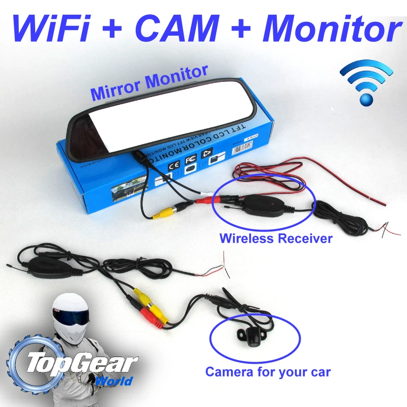 3 в 1 Wi Fi камера заднего вида + беспроводной приемник монитор зеркала|rear view camera