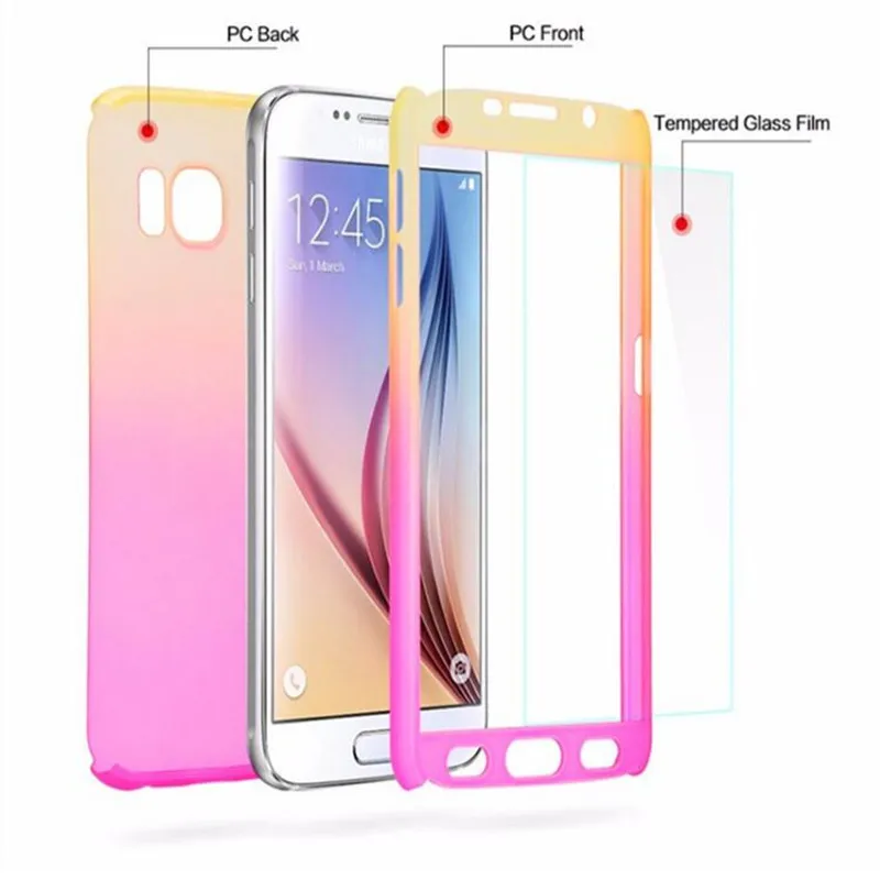 Zeallion для самсунга S5 S6 S7 край S8 плюс J5 J7 A7 обратите внимание, для девочек от 5 до 8 лет 360 градусов полный корпус защитный чехол градиент Цвет жесткий чехол