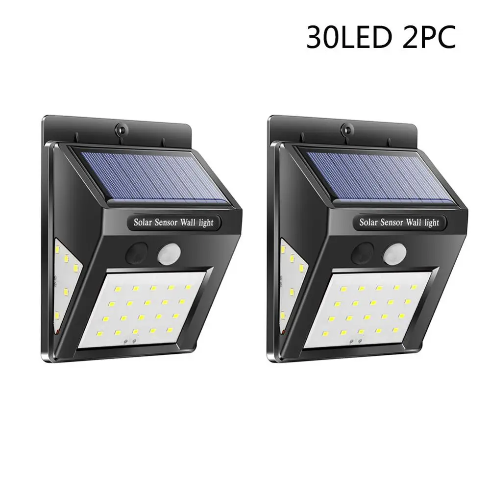 30 LED 2 PCS 30/40 светодиодный открытый стенная солнечна лампа движения PIR Сенсор Водонепроницаемый светильник садовый светильник путь аварийного безопасности светильник 3 односторонний световой - Испускаемый цвет: 30 LED 2 PCS