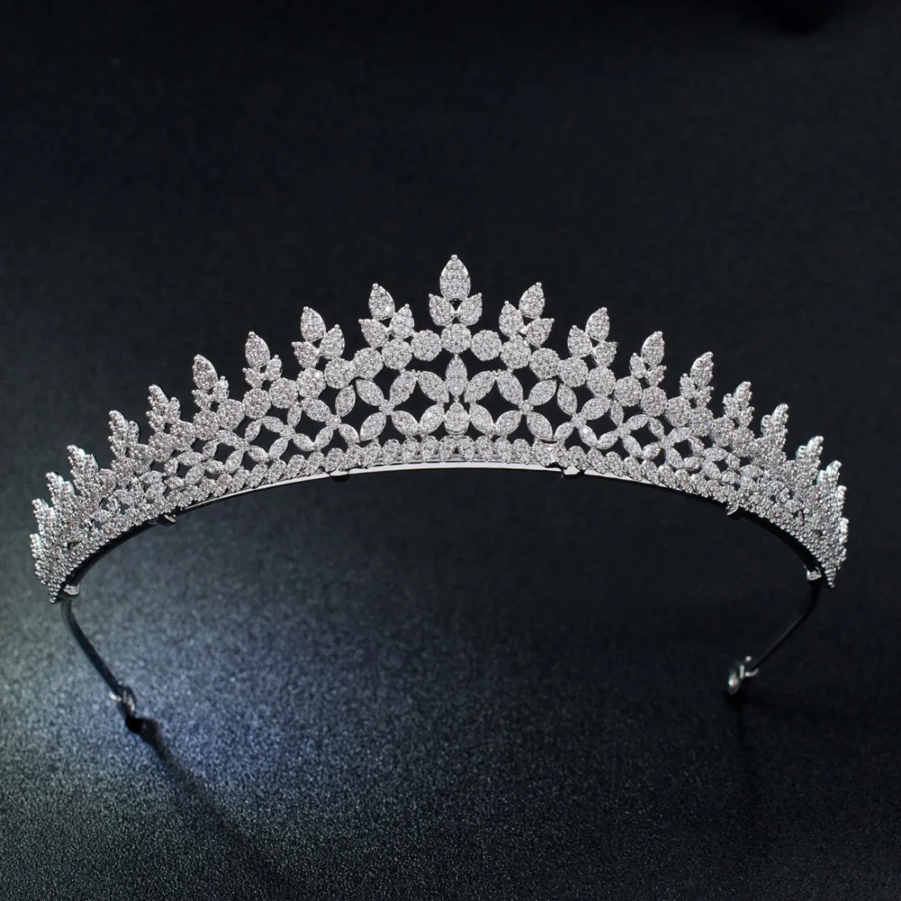 Classic Cubic Zirconia Wedding Leaves Bridal Tiara Crown Women Girl Hair Jewelry Accessories Rhinestone Crystals Tiaras CH10205