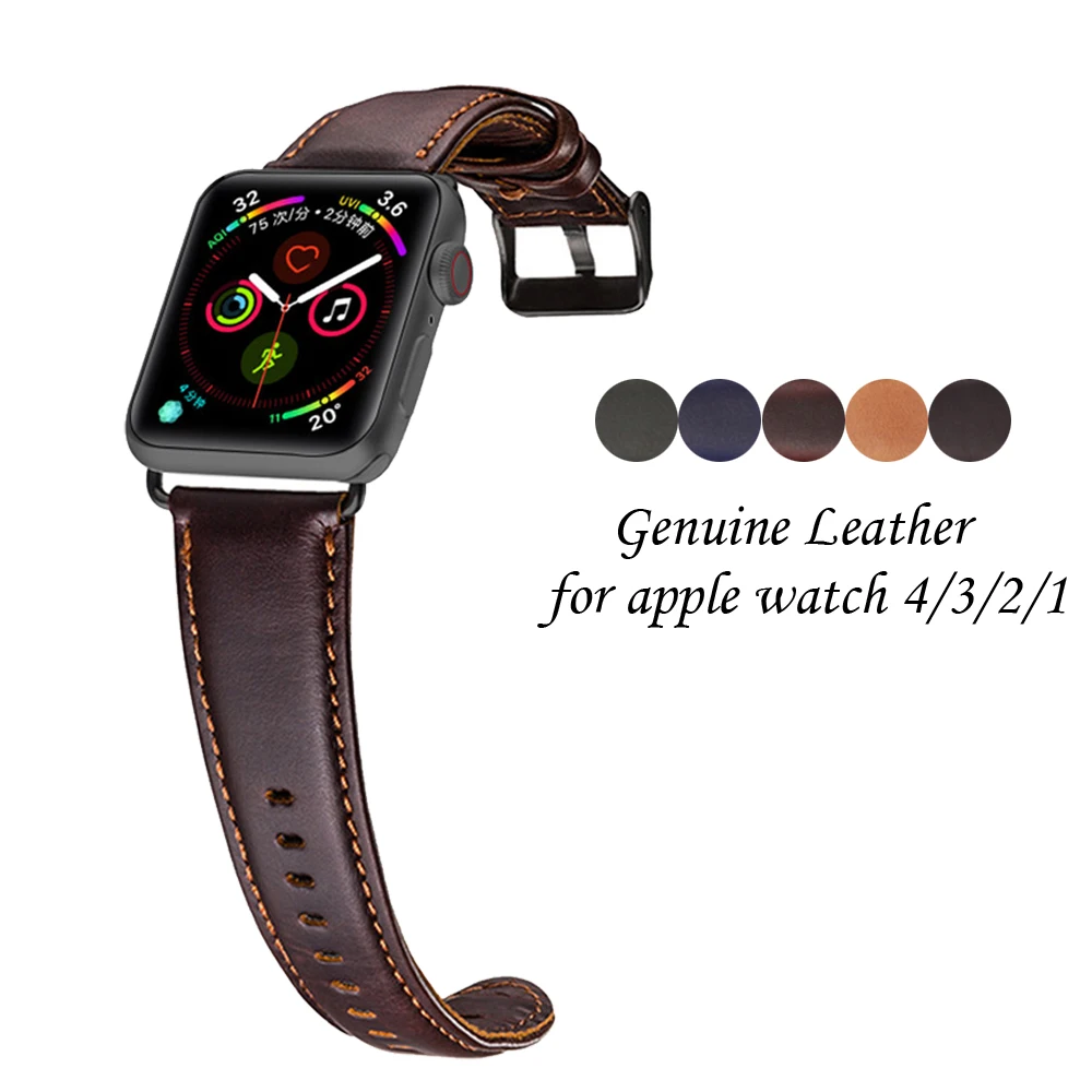 Ремешок из натуральной кожи для Apple watch band 42 мм 38 мм iwatch series 4 3 2 1 44 мм 40 мм ремешок для часов браслет ремень аксессуары