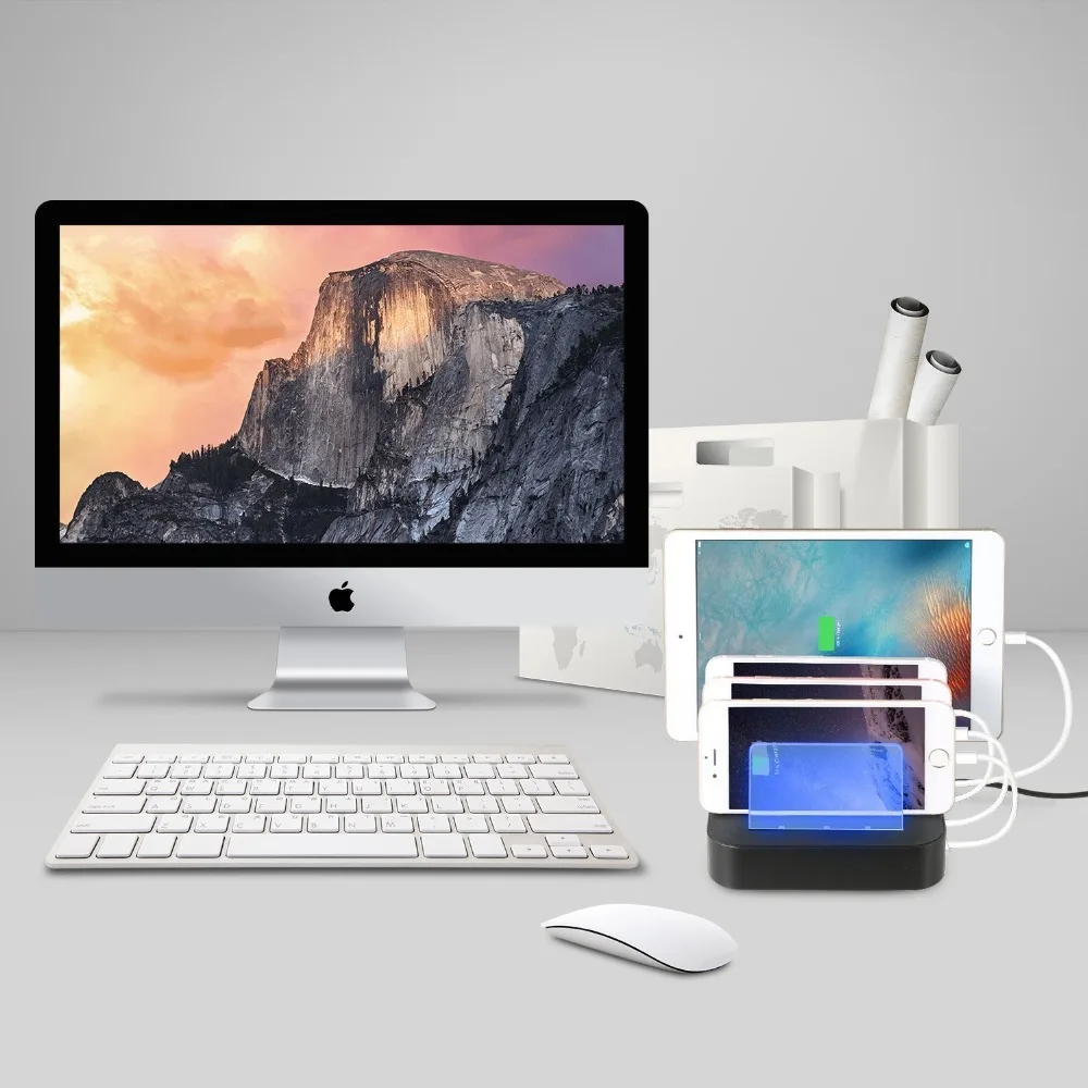USB Charging Station Dock With Stand Holder 4 Ports 2.4A Multi Function Charger For Mobile Phone Tablet PC US UK EU Version | Мобильные