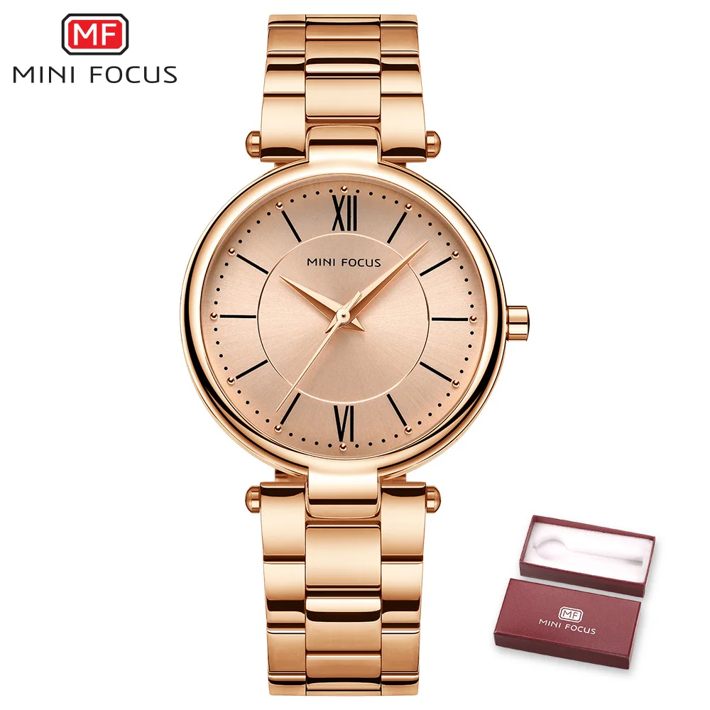 rose gold watch Бренд minifocus Роскошные для женщин часы водостойкие модные женские часы для женские наручные часы Relogio Feminino Montre Femme - Цвет: rose gold watch